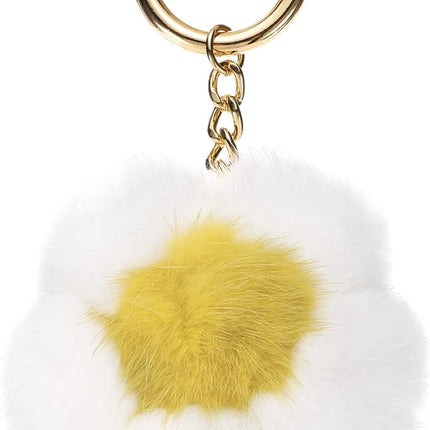 Flower Plush Keychain, Mink Fur Pom Flower Shape Purse Charm, Rex Floral Petal Pendant.