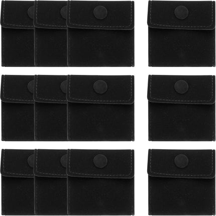 20 Pcs Velvet Jewelry Pouches with Snap Button 2.8x2.8 Inches, Soft Jewelry Pouches Storage Bags Small Velvet Gift Bags for Rings Necklace Bracelet Earring Watch, Black.