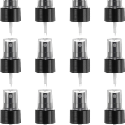 12 Pcs Black Spray Top, 24/410 Fine Mist Sprayer Reusable Replacement Spray Bottle Pump Plastic Top for Cosmetic Perfume and Body Sprays Bottle.