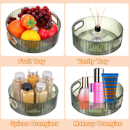Lazy Susan Organizer, 8.7" Lazy Susan Turntable Organizer with Handle for Kitchen, Home, Office, Closet, Classroom, Laundry Room Organization, Green.