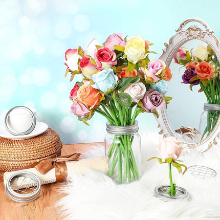 Mason Flower Jar Frog Lid Metal Insert Mason Grid Flower Organizer Frog Lid Insert for Regular Mouth Canning Jars(12 Sets).