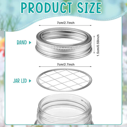 Mason Flower Jar Frog Lid Metal Insert Mason Grid Flower Organizer Frog Lid Insert for Regular Mouth Canning Jars(12 Sets).