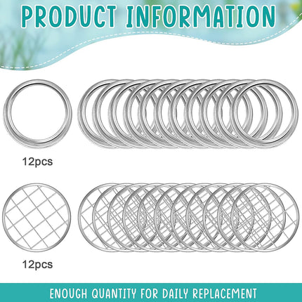 Mason Flower Jar Frog Lid Metal Insert Mason Grid Flower Organizer Frog Lid Insert for Regular Mouth Canning Jars(12 Sets).