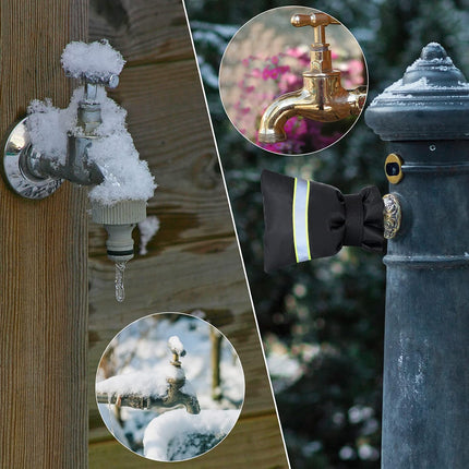 Faucet Cover for Winter Freeze Protection,Spigot Cover with Reflective Strips,Outside Faucet Cover for Cold Weather,Velcro Thickened Anti-Freeze Outdoor Faucet Socks,Reusable Hose Bib Covers.