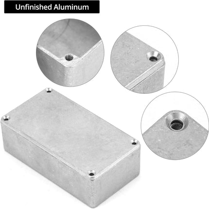 125B/1590N1 Aluminium Stomp Box Enclosures, 122 x 66 x 39.5 mm, Unfinished DIY Guitar Pedal Cases with Screws and Rubber Mats, 3 Pcs.