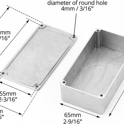 125B/1590N1 Aluminium Stomp Box Enclosures, 122 x 66 x 39.5 mm, Unfinished DIY Guitar Pedal Cases with Screws and Rubber Mats, 3 Pcs.