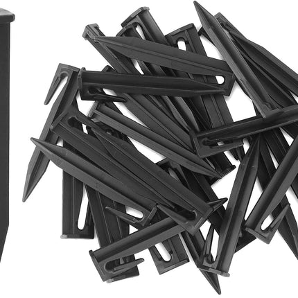 Plastic Boundary Wire Stakes, 200 Pcs, 3.35in, Black, Bayonet Tip, Garden Edging, Lawn Nails, Wire Pegs, Landscape Anchoring Spikes, Pet Fence, Mower Compatible.