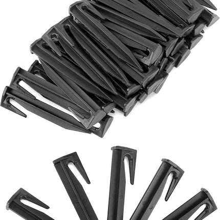 Plastic Boundary Wire Stakes, 200 Pcs, 3.35in, Black, Bayonet Tip, Garden Edging, Lawn Nails, Wire Pegs, Landscape Anchoring Spikes, Pet Fence, Mower Compatible.