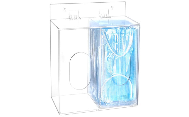 Clear Acrylic Mask and Glove Organizer – Dual Compartment Dispenser for Office, Clinic & Home Use.