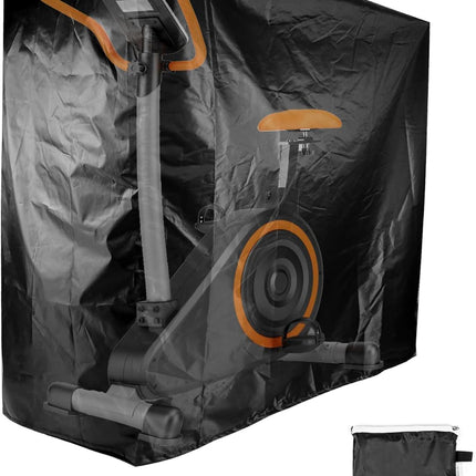 Exercise Bike Cover, Upright Outdoor Waterproof UV Dust Wind Bicycle Storage for Most Fitness Stationary Bikes, Premium Sport Training Bike (Black).