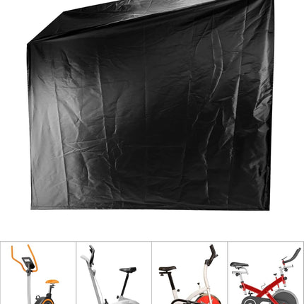 Exercise Bike Cover, Upright Outdoor Waterproof UV Dust Wind Bicycle Storage for Most Fitness Stationary Bikes, Premium Sport Training Bike (Black).