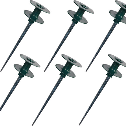 6 Pack Garden Hose Guide Spike, 10 Inch Rustproof Zinc Sturdy Metal Stake, Heavy Duty Spin Top, Keeps Garden Hose Out of Flower Beds for Plant Protection.