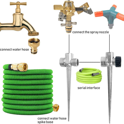 8 Pack 1/2 inch Zinc Alloy Lawn Sprinkler Spike Base, Water Flow Thru Sprinkler for Yard, Lawn, Garden and Grass Irrigation.