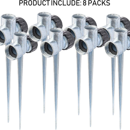 8 Pack 1/2 inch Zinc Alloy Lawn Sprinkler Spike Base, Water Flow Thru Sprinkler for Yard, Lawn, Garden and Grass Irrigation.