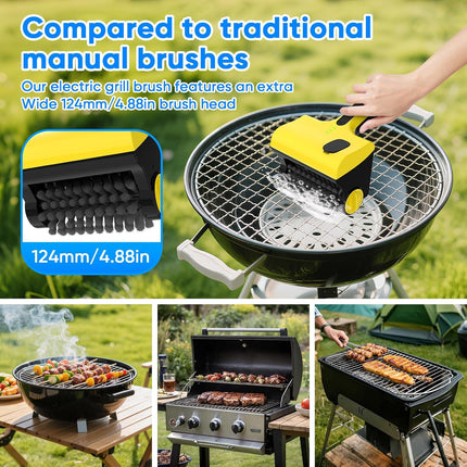 2 in 1 Electric Grill Brush, Cordless Electric Grill Cleaner for Outdoor Grill, 360° Rotating Cleaner Brush Head, Rechargeable Heavy Duty BBQ Grill Brush, IPX7 Waterproof.