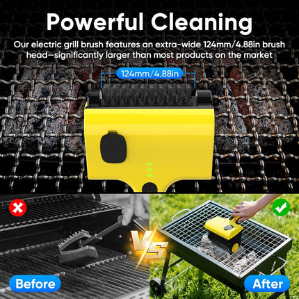 2 in 1 Electric Grill Brush, Cordless Electric Grill Cleaner for Outdoor Grill, 360° Rotating Cleaner Brush Head, Rechargeable Heavy Duty BBQ Grill Brush, IPX7 Waterproof.