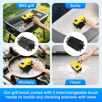 2 in 1 Electric Grill Brush, Cordless Electric Grill Cleaner for Outdoor Grill, 360° Rotating Cleaner Brush Head, Rechargeable Heavy Duty BBQ Grill Brush, IPX7 Waterproof.