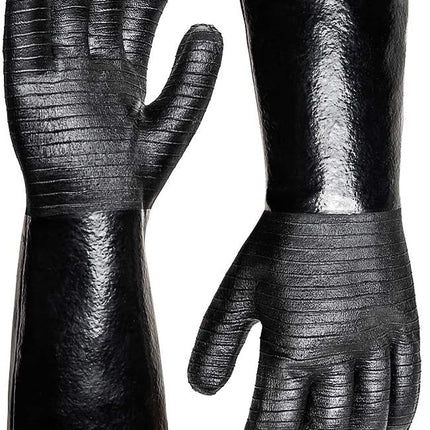 932°F Extreme Heat Resistant Gloves for Grill BBQ, Waterproof Long Sleeve Pit Grill Gloves for Fryer, Baking, Oven,Smoker,Fireproof, Oil Resistant Neoprene Coating（14-Inch ）.