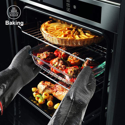 932°F Extreme Heat Resistant Gloves for Grill BBQ, Waterproof Long Sleeve Pit Grill Gloves for Fryer, Baking, Oven,Smoker,Fireproof, Oil Resistant Neoprene Coating（14-Inch ）.
