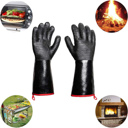 932°F Extreme Heat Resistant Gloves for Grill BBQ, Waterproof Long Sleeve Pit Grill Gloves for Fryer, Baking, Oven,Smoker,Fireproof, Oil Resistant Neoprene Coating（14-Inch ）.