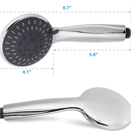 High Pressure Handheld Shower Head  5-Settings Powerful Water Spray Shower Head against Low Pressure Water Flow with Stainless Hose and Adjustable Mount.