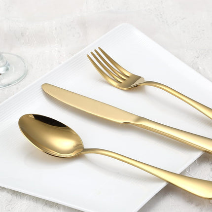 Gold Silverware Set, 20 Piece Golden Cutlery Set Service for 4, Stainless Steel Flatware Set Include Spoons Forks Knives Tableware Utensil Set for Kitchen Home Restaurant, Shiny Gold Polished.