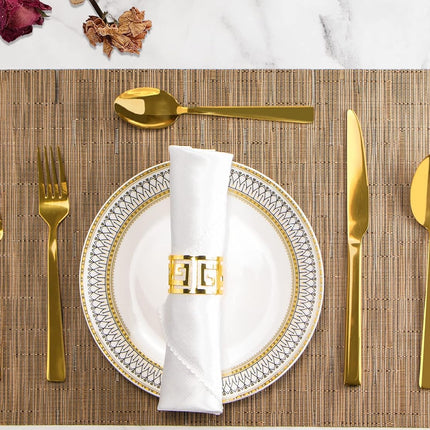 Gold Silverware Set,  40 Piece Stainless Steel Flatware Cutlery Set Service for 8 Luxury Square Tableware Thick Knife Fork Spoon for Home Kitchen Restaurant Wedding, Mirror Polished.