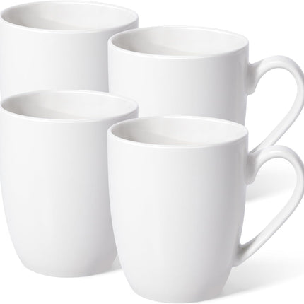 16 oz Large Coffee Mugs Set of 4 Ceramic Coffee Mug White Coffee Cups Tea Cups Idea Gift for Women Men House Warming Gifts New Home Office, 4 Pack (White).