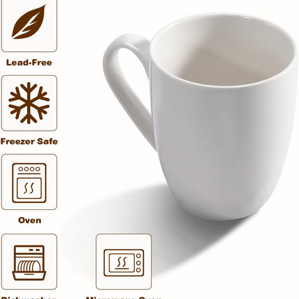 16 oz Large Coffee Mugs Set of 4 Ceramic Coffee Mug White Coffee Cups Tea Cups Idea Gift for Women Men House Warming Gifts New Home Office, 4 Pack (White).