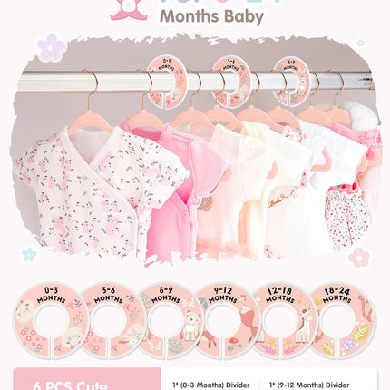 Baby Hangers, 11 Inch Velvet Kids Hangers with 6 Pcs Clothes Size Dividers, Infant Toddler Nursery Closet Organization, Non Slip, Pink, 30 Pcs.