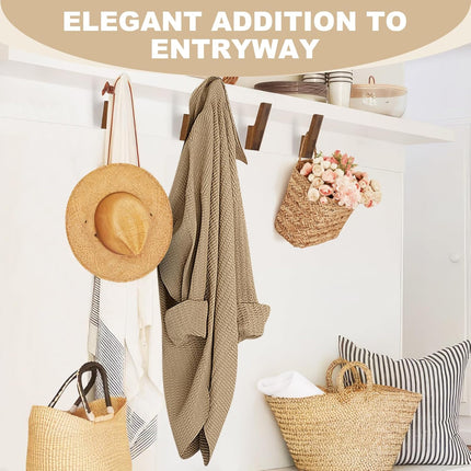 Walnut Wall Hooks, Wall Mount Wooden Coat Hooks for Entryway Cubicle, Brown, 4 Pcs.