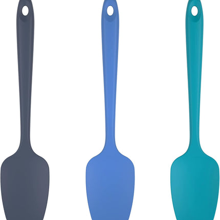 Silicone Spoon Spatula Set, 600ºF High Heat Resistant Food Grade Flexible Rubber Scraper, Cooking Mixing Baking Kitchen Utensils Set of 3 (Multicolors).