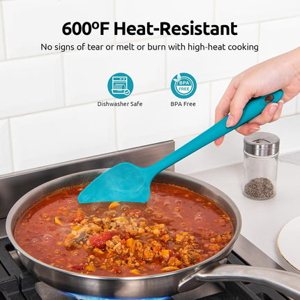 Silicone Spoon Spatula Set, 600ºF High Heat Resistant Food Grade Flexible Rubber Scraper, Cooking Mixing Baking Kitchen Utensils Set of 3 (Multicolors).