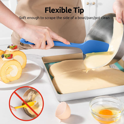 Silicone Spoon Spatula Set, 600ºF High Heat Resistant Food Grade Flexible Rubber Scraper, Cooking Mixing Baking Kitchen Utensils Set of 3 (Multicolors).