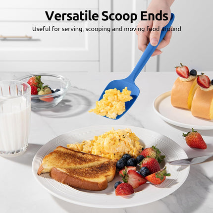 Silicone Spoon Spatula Set, 600ºF High Heat Resistant Food Grade Flexible Rubber Scraper, Cooking Mixing Baking Kitchen Utensils Set of 3 (Multicolors).