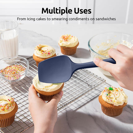 Silicone Spoon Spatula Set, 600ºF High Heat Resistant Food Grade Flexible Rubber Scraper, Cooking Mixing Baking Kitchen Utensils Set of 3 (Multicolors).