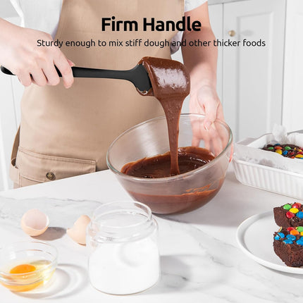 600ºF Heat Resistant Silicone Spatulas: Flexible Food-Grade Silicon Baking Scraper, Kitchen Cooking Mixing Utensils with Upgraded Sturdy Handle Tip for Nonstick Cookware (4-Pc., Black).