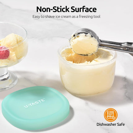 3oz 6oz Small Storage Containers: Food Grade Liquid-Silicone Freezer Box with Airtight Lid, Microwave Safe with Clear Measurements, Reusable for Meal Prepping Portion (Set of 4, Aqua Sky).
