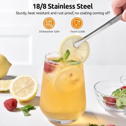2 Tablespoon Metal Measuring Spoon Set of 2 with Short Handled Measure Scooper (Silver, 2Tbsp/30ml) and 8in Kitchen Plating Tweezer:18/8 Stainless Steel Food-Grade Metal Food Tong (Round Tip).