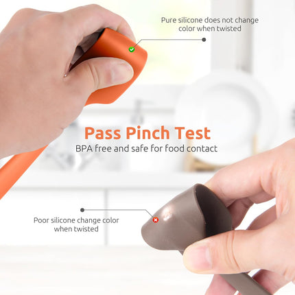 Small Mini Silicone Spatula: 9×2inch 600ºF Heat-Resistant Food-Grade Jar Scraper (Orange) and 8in Kitchen Plating Tweezer: 18/8 Stainless Steel Food-Grade Metal Food Tong (Pointed Tip).