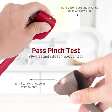 Small Mini Silicone Spatula: 9×2inch 600ºF Heat-Resistant Food-Grade Jar Scraper (Red) and 8in Kitchen Plating Tweezer: 18/8 Stainless Steel Food-Grade Metal Food Tong (Pointed Tip).