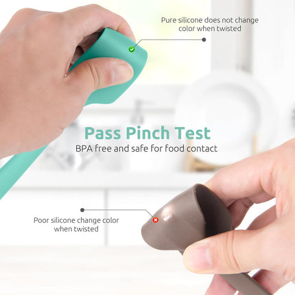 Small Mini Silicone Spatula: 9×2inch 600ºF Heat-Resistant Food-Grade Jar Scraper (Aqua Sky) and 8in Kitchen Plating Tweezer: 18/8 Stainless Steel Food-Grade Metal Food Tong (Pointed Tip).