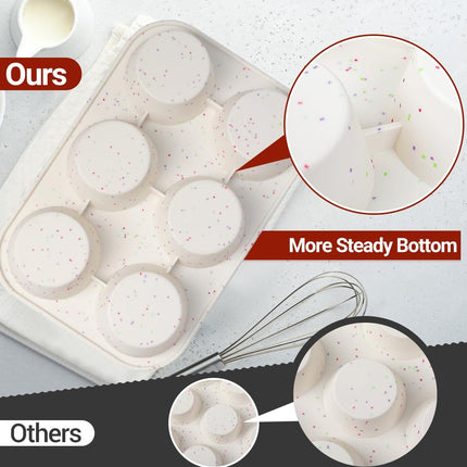 Silicone Muffin Pan, 24 Cups Nonstick Mini Cupcake Pan, Jumbo Muffin Pan, 3.5" Large 6 Cup for Baking Muffin, Cupcake, Egg Bites, Fat Bomb, Confetti.