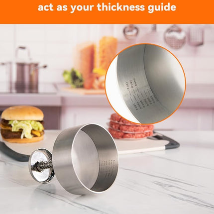 304 Stainless Steel Burger Press - 4.5" Hamburger Patty Maker, Heavy Duty Stainless Steel Burger Press for Ground Beef, Burgers (Dishwasher Safe).