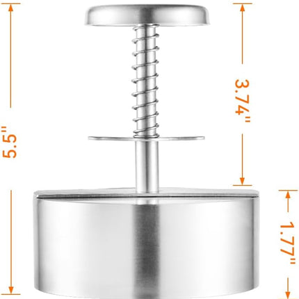 304 Stainless Steel Burger Press - 4.5" Hamburger Patty Maker, Heavy Duty Stainless Steel Burger Press for Ground Beef, Burgers (Dishwasher Safe).