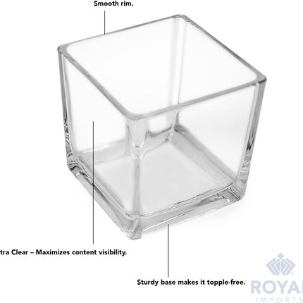 Flower Glass Vase Decorative Centerpiece for Home or Wedding - Clear Cube Shape, 2.5"x2.5"x2.5", Set of 12.