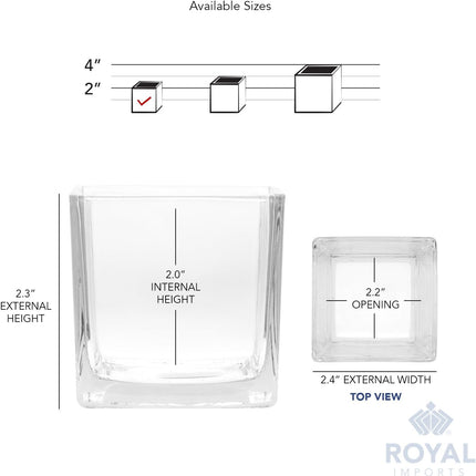 Flower Glass Vase Decorative Centerpiece for Home or Wedding - Clear Cube Shape, 2.5"x2.5"x2.5", Set of 12.
