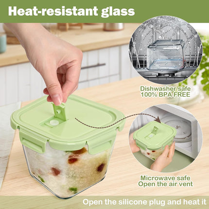 Glass Soup Containers with lids 4 Cup, 32 oz Glass Storage Containers, Tall Borosilicate Glass Food Storage Containers for Lunch, Ice Cream, Travel and Deli, Soup Freezer Safe Containers with Lids.