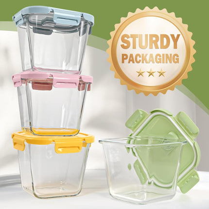 Glass Soup Containers with lids 4 Cup, 32 oz Glass Storage Containers, Tall Borosilicate Glass Food Storage Containers for Lunch, Ice Cream, Travel and Deli, Soup Freezer Safe Containers with Lids.