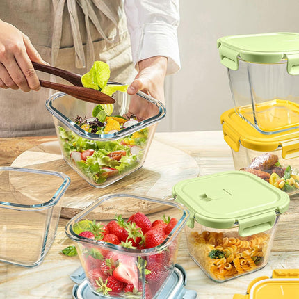 Glass Soup Containers with lids 4 Cup, 32 oz Glass Storage Containers, Tall Borosilicate Glass Food Storage Containers for Lunch, Ice Cream, Travel and Deli, Soup Freezer Safe Containers with Lids.